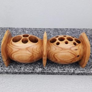 Doppel-Kugel- Würfelbecher aus Marillenholz 26 x 10 cm